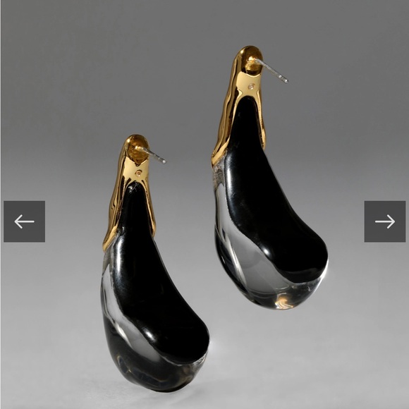 Alexis Bittar Luminous Lucite Arched Large Post Earring Sweet Melon Gold💖NWt - Picture 3 of 10